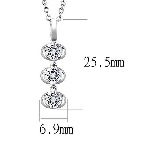 3W1373 - Rhodium 925 Sterling Silver Chain Pendant with AAA Grade CZ in Clear-1