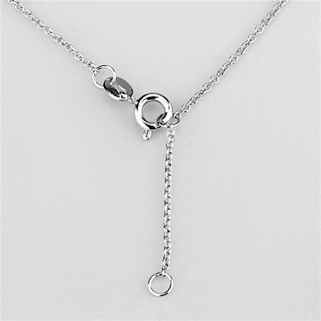 3W429 - Rhodium Brass Necklace with AAA Grade CZ in Clear-2