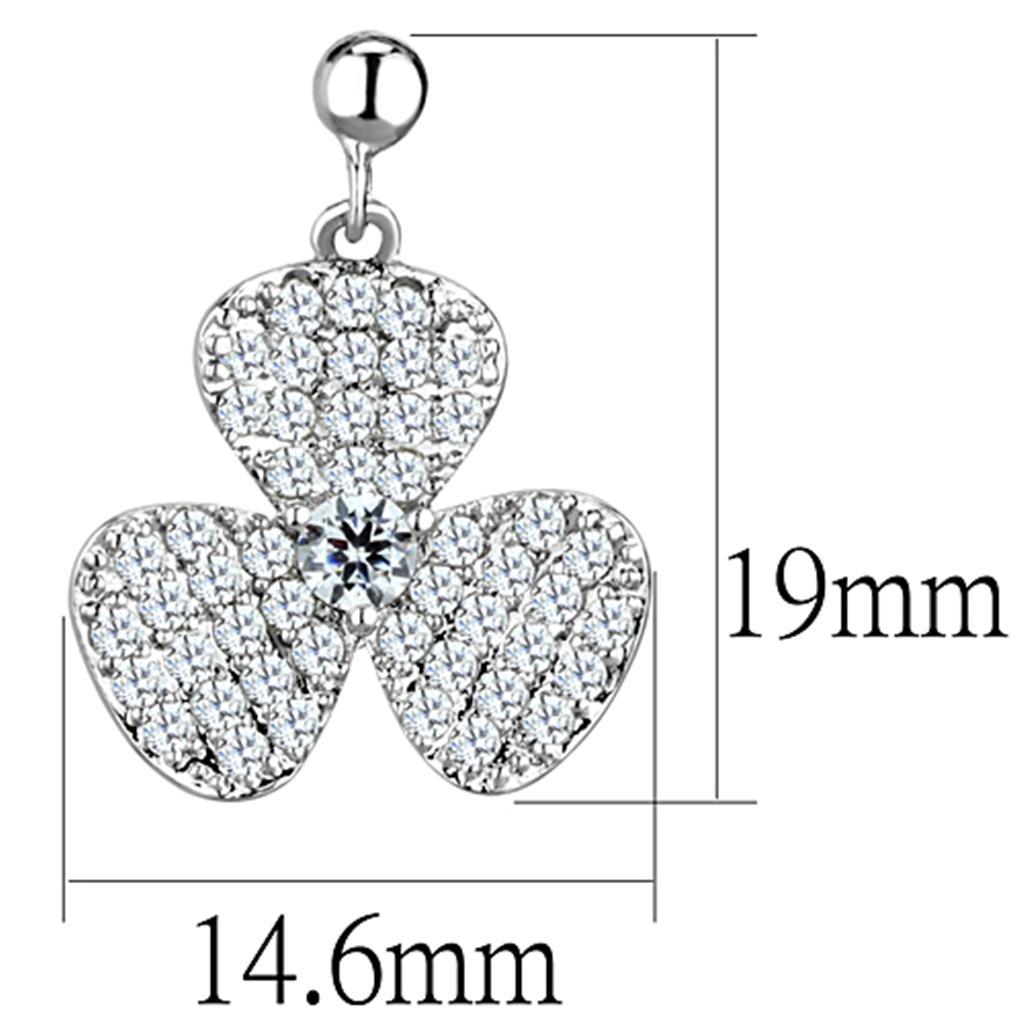3W662 - Rhodium Brass Earrings with AAA Grade CZ in Clear-1