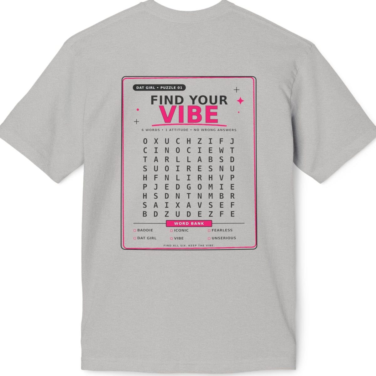 Find Your Vibe T-Shirt — Word Search Graphic Tee