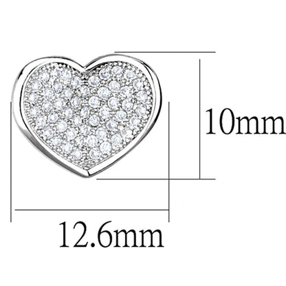 3W668 - Rhodium Brass Earrings with AAA Grade CZ  in Clear-1