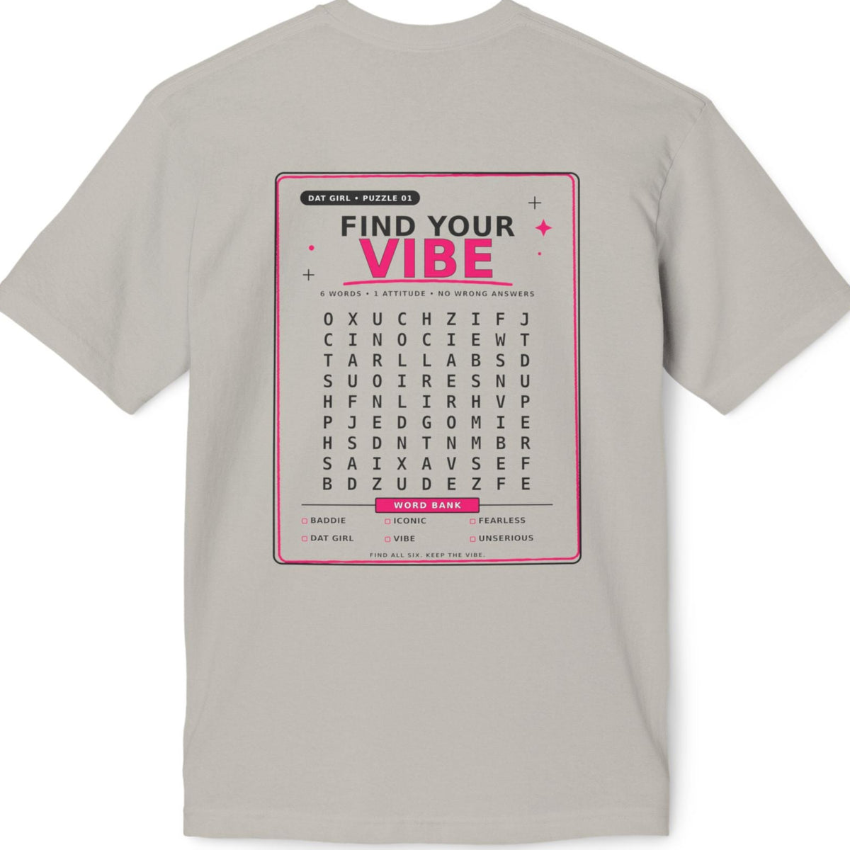 Find Your Vibe T-Shirt — Word Search Graphic Tee