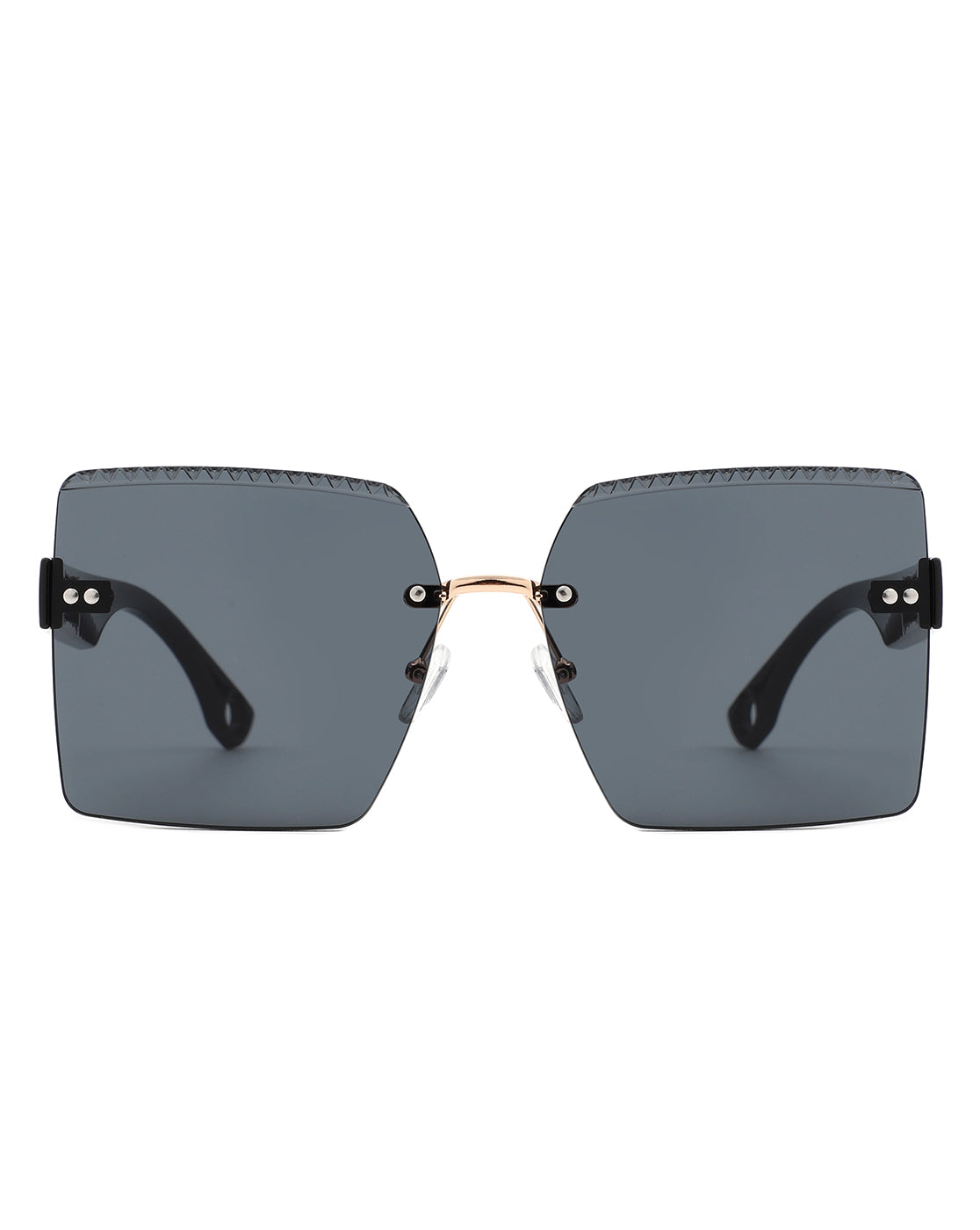 Zephyr - Oversized Tinted Curved Lens Square Fashion Sunglasses-1