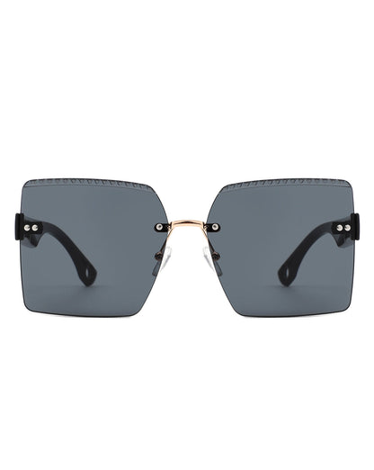 Zephyr - Oversized Tinted Curved Lens Square Fashion Sunglasses-1