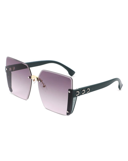 Nysera - Rimless Fashion Square Flat Top Sunglasses-0