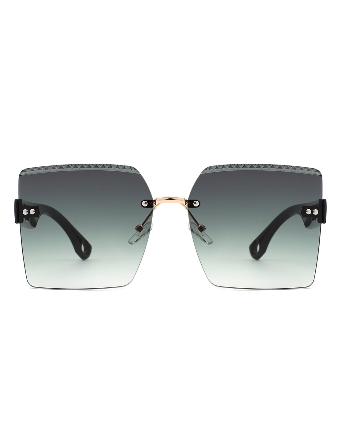 Zephyr - Oversized Tinted Curved Lens Square Fashion Sunglasses-4