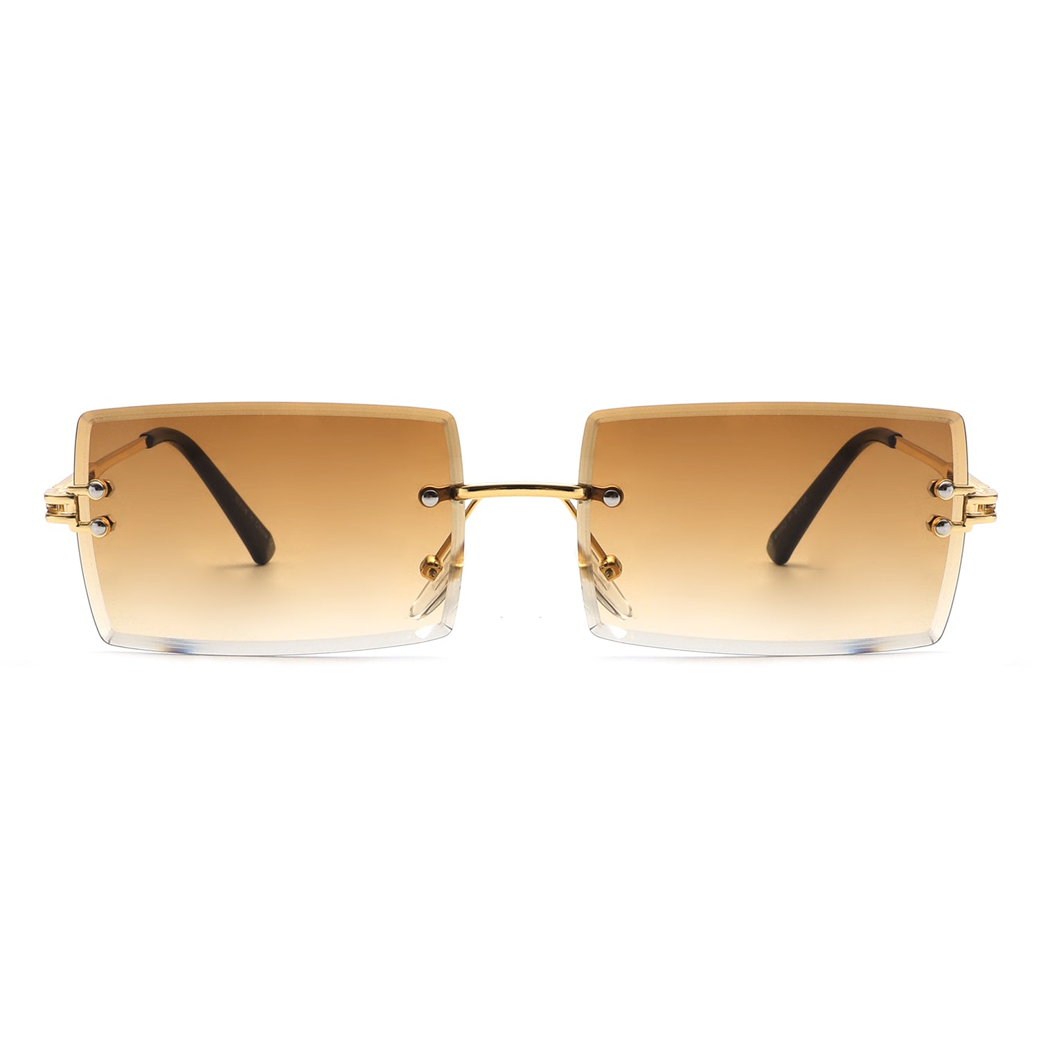 Tyriel - Classic Rimless Retro Rectangle Tinted Fashion Sunglasses-3