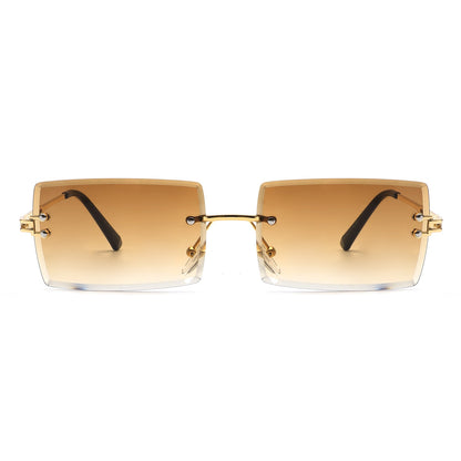 Tyriel - Classic Rimless Retro Rectangle Tinted Fashion Sunglasses-3