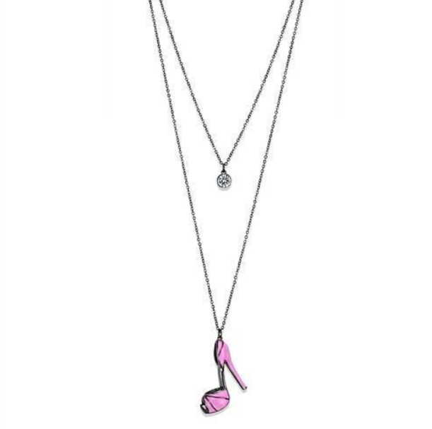 TK2703 - IP Light Black  (IP Gun) Stainless Steel Chain Pendant with Top Grade Crystal  in Clear