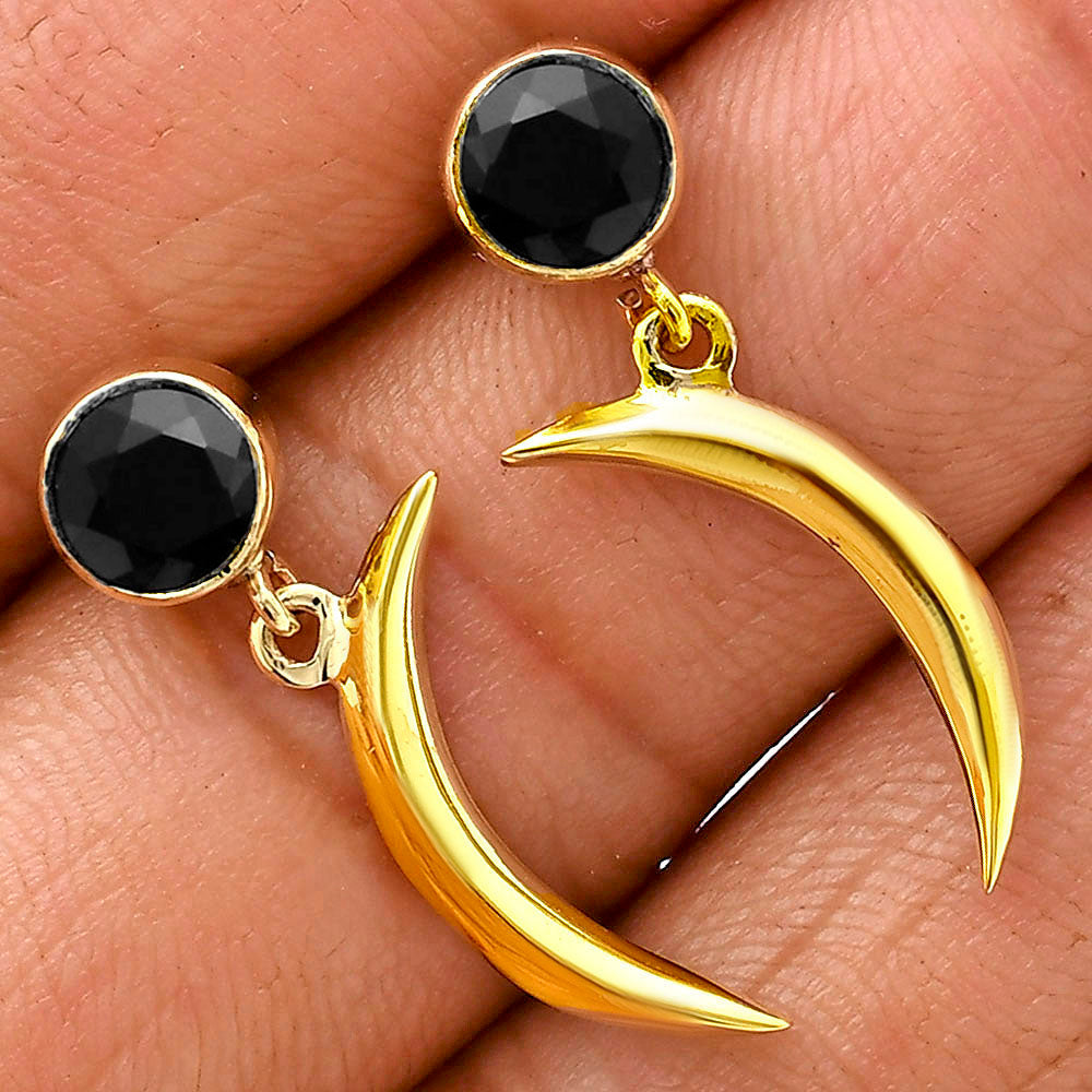 18K Gold Over Brass Natural Gemstones Round Shape Earrings TGE1015 EM-1267-2