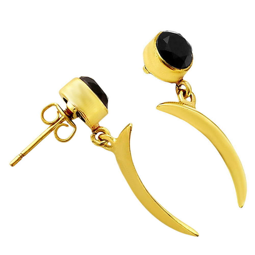 18K Gold Over Brass Natural Gemstones Round Shape Earrings TGE1015 EM-1267-3
