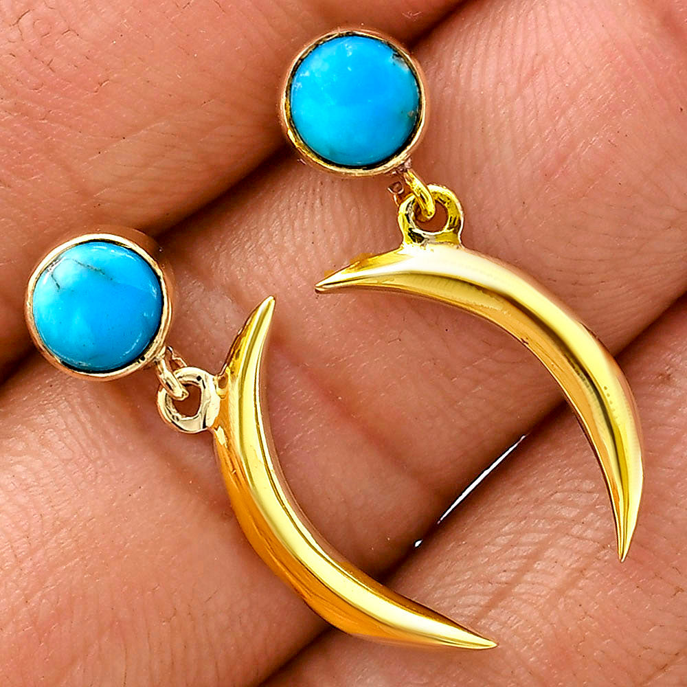 18K Gold Over Brass Natural Gemstones Round Shape Earrings TGE1015 EM-1267-5