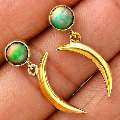 18K Gold Over Brass Natural Gemstones Round Shape Earrings TGE1015 EM-1267-7