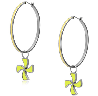 TK914 - High polished (no plating) Stainless Steel Earrings with Epoxy  in Multi Color