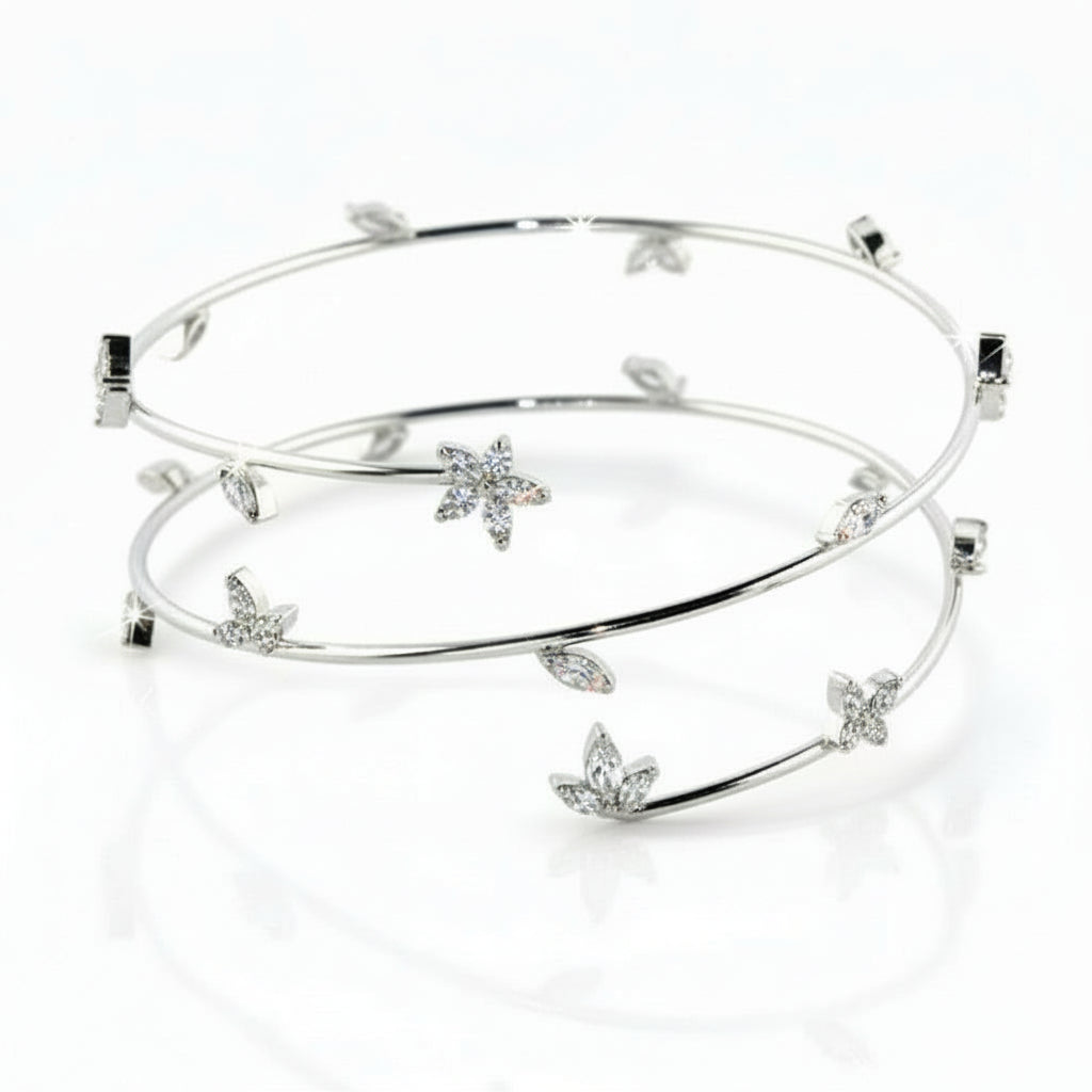LOA454 - Ruthenium Brass Arm Loop with AAA Grade CZ  in Clear-0