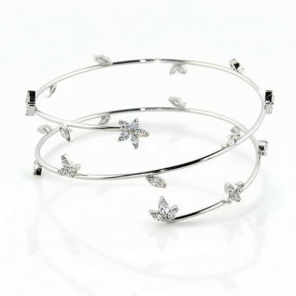 LOA454 - Ruthenium Brass Arm Loop with AAA Grade CZ  in Clear-0