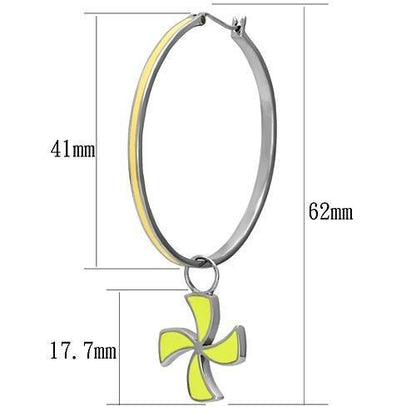 TK914 - High polished (no plating) Stainless Steel Earrings with Epoxy  in Multi Color-1
